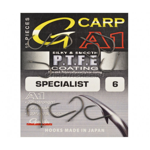 Крючки карповые размер №6 Gamakatsu A-1 G-Carp Specialist X PTFE